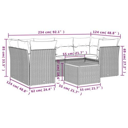 Vrtna garnitura - 7-dijelni set vrtnih sofa od poliratana s jastucima crni - Crna 1 Cijena