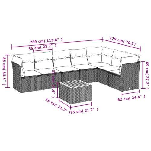 Vrtna garnitura - 8-dijelni set vrtnih sofa od poliratana s jastucima crni - Crna i krem 1 Cijena