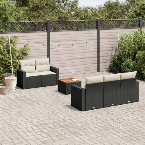 Vrtna garnitura - 6-dijelni set vrtnih sofa s jastucima crni od poliratana - Crna i krem 1 Cijena