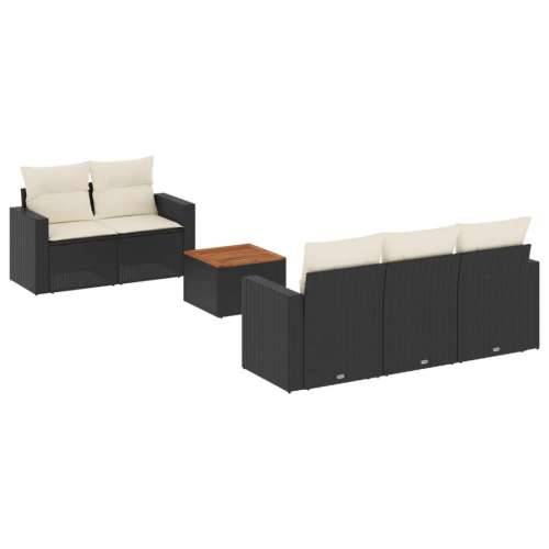 Vrtna garnitura - 6-dijelni set vrtnih sofa s jastucima crni od poliratana - Crna i krem 1 Cijena