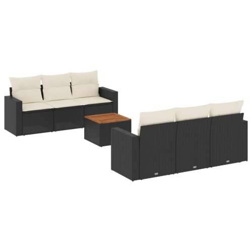 Vrtna garnitura - 7-dijelni set vrtnih sofa od poliratana s jastucima crni - Crna i krem 1 Cijena