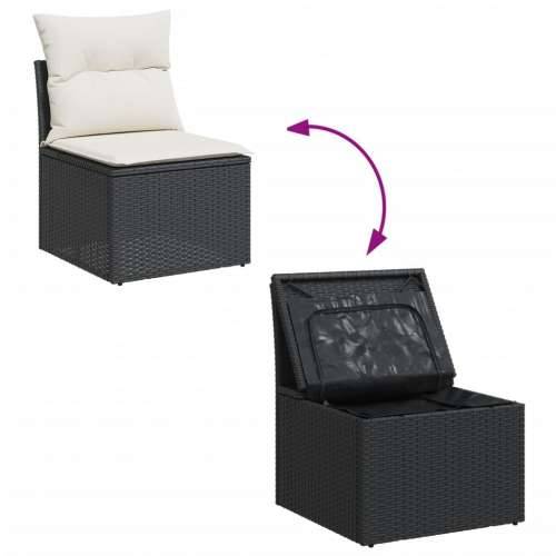 Vrtna garnitura - 7-dijelni set vrtnih sofa od poliratana s jastucima crni - Crna i krem 1 Cijena
