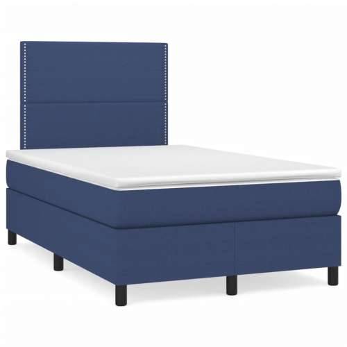 Krevet s oprugama i madracem LED plavi 120 x 190 cm od tkanine - Plava 120 x 190 cm Obično s čavlima Cijena