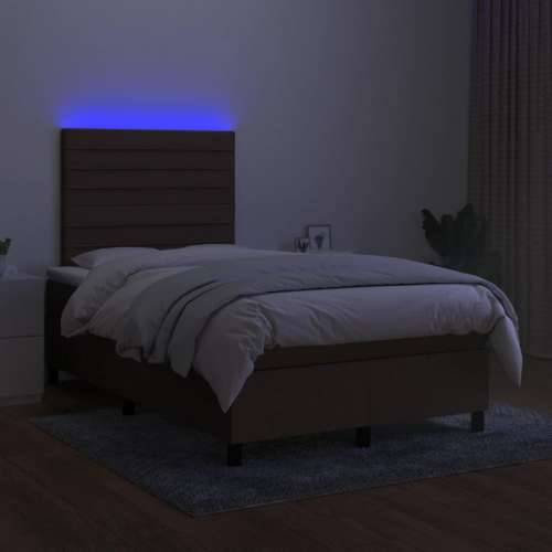Krevet box spring s madracem LED crni 120 x 190 cm od tkanine - Crna 120 x 190 cm vodoravne pruge Cijena