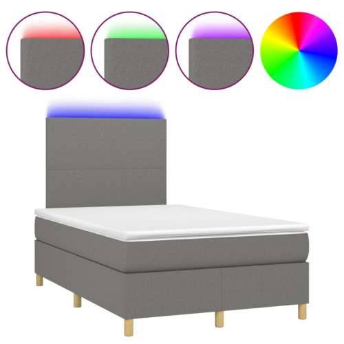 Krevet box spring s madracem LED tamnosivi 120 x 190 cm tkanina - Tamno siva 120 x 190 cm Gladak dizajn Cijena