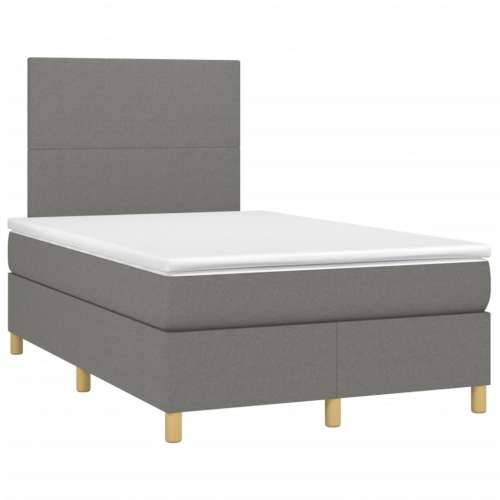 Krevet box spring s madracem LED tamnosivi 120 x 190 cm tkanina - Tamno siva 120 x 190 cm Gladak dizajn Cijena