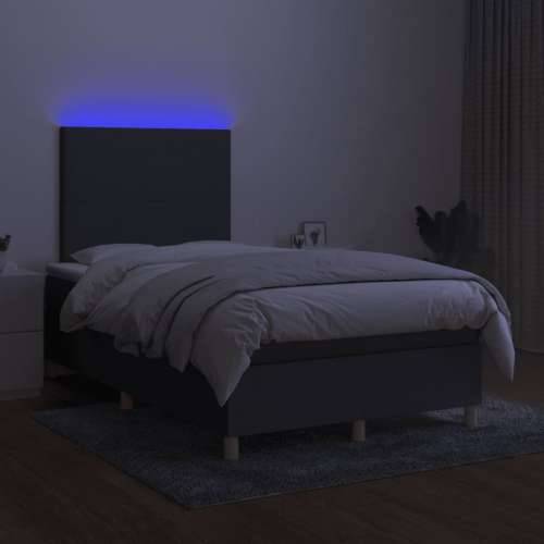 Krevet box spring s madracem LED tamnosivi 120 x 190 cm tkanina - Tamno siva 120 x 190 cm Gladak dizajn Cijena