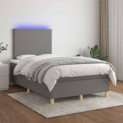 Krevet box spring s madracem LED tamnosivi 120 x 190 cm tkanina - Tamno siva 120 x 190 cm Gladak dizajn Cijena