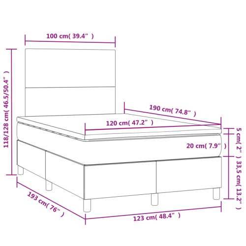 Krevet box spring s madracem LED tamnosivi 120 x 190 cm tkanina - Tamno siva 120 x 190 cm Gladak dizajn Cijena