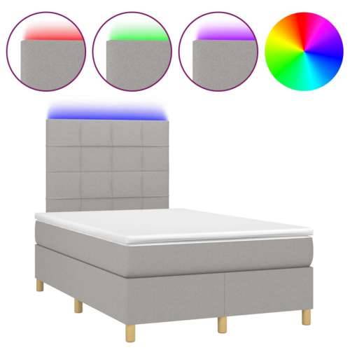 Krevet s oprugama i madracem LED svjetlosivi 120x190 cm tkanina - Svjetlosiva 120 x 190 cm Blok s kvadratima Cijena