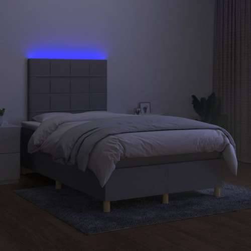 Krevet s oprugama i madracem LED svjetlosivi 120x190 cm tkanina - Svjetlosiva 120 x 190 cm Blok s kvadratima Cijena