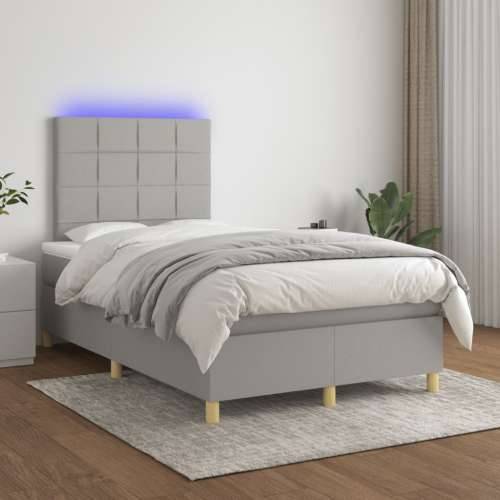 Krevet s oprugama i madracem LED svjetlosivi 120x190 cm tkanina - Svjetlosiva 120 x 190 cm Blok s kvadratima Cijena