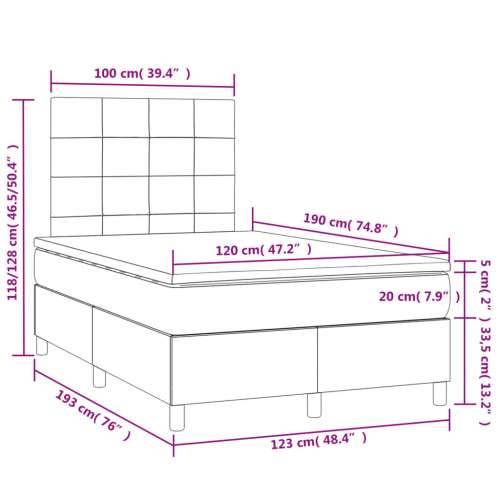 Krevet s oprugama i madracem LED plavi 120 x 190 cm od tkanine - Plava 120 x 190 cm Blok s kvadratima Cijena