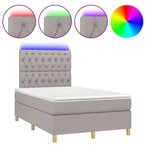 Krevet s oprugama i madracem LED svjetlosivi 120x190 cm tkanina - Svjetlosiva 120 x 190 cm Dizajn s gumbima Cijena