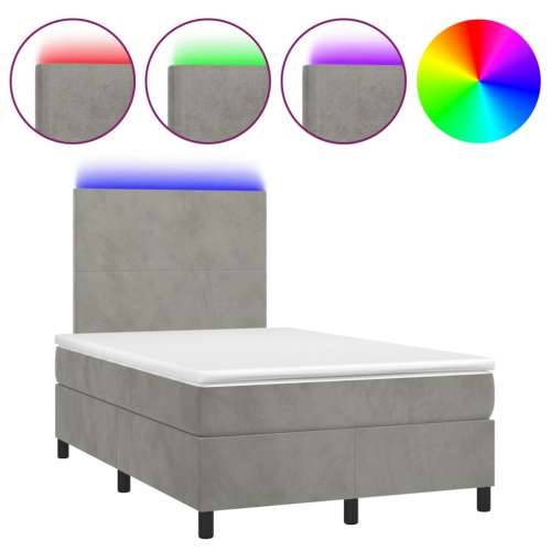 Krevet box spring s madracem LED svjetlosivi 120x190 cm tkanina - Svjetlosiva 120 x 190 cm Gladak dizajn Cijena