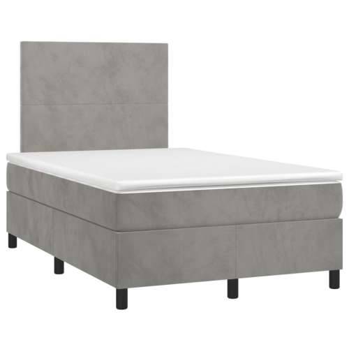 Krevet box spring s madracem LED svjetlosivi 120x190 cm tkanina - Svjetlosiva 120 x 190 cm Gladak dizajn Cijena