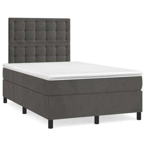 Krevet box spring s madracem LED tamnosivi 120 x 190 cm baršun - Tamno siva 120 x 190 cm gumbi Cijena