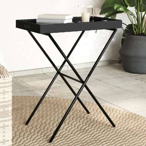 Sklopivi stol s pladnjem crni 65 x 40 x 75 cm od poliratana - Crna 1 Cijena