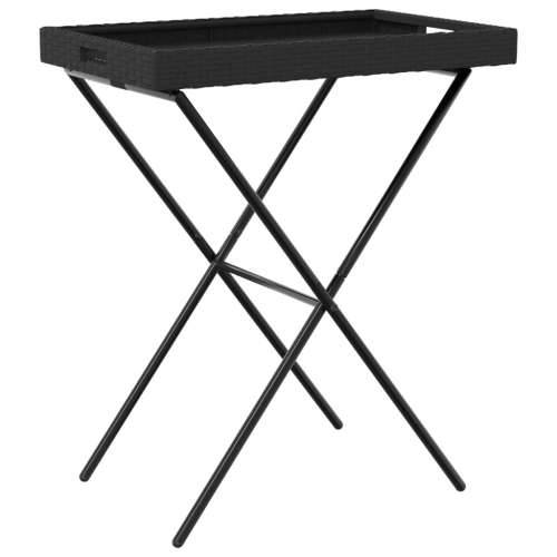 Sklopivi stol s pladnjem crni 65 x 40 x 75 cm od poliratana - Crna 1 Cijena