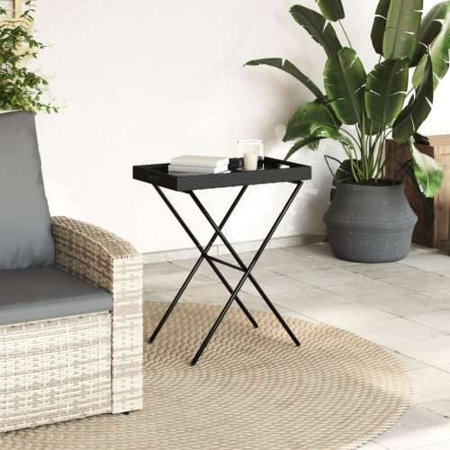 Sklopivi stol s pladnjem crni 65 x 40 x 75 cm od poliratana - Crna 1 Cijena