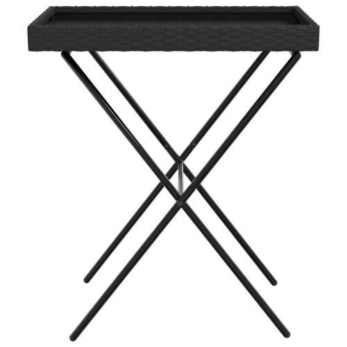 Sklopivi stol s pladnjem crni 65 x 40 x 75 cm od poliratana - Crna 1 Cijena