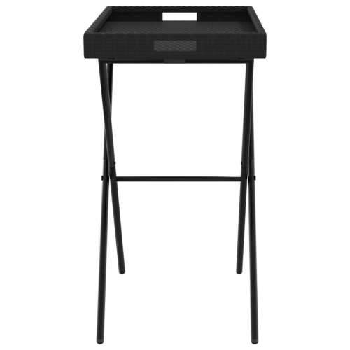 Sklopivi stol s pladnjem crni 65 x 40 x 75 cm od poliratana - Crna 1 Cijena