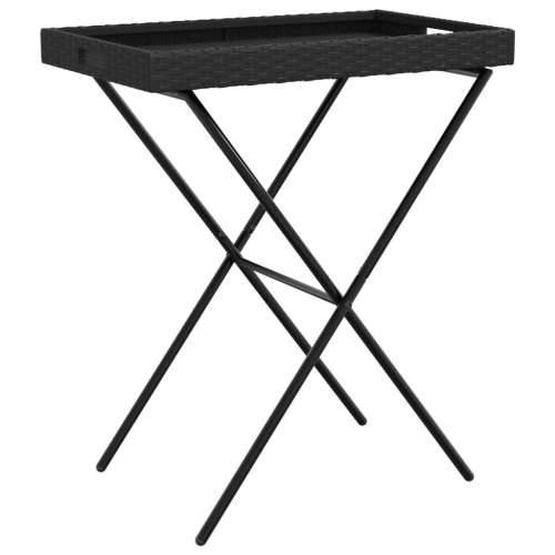 Sklopivi stol s pladnjem crni 65 x 40 x 75 cm od poliratana - Crna 1 Cijena
