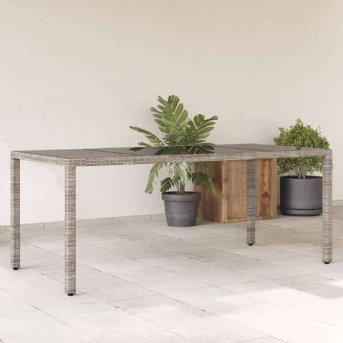 Vrtni stol sa staklenom pločom sivi 190x90x75 cm od poliratana - Siva 4 Cijena