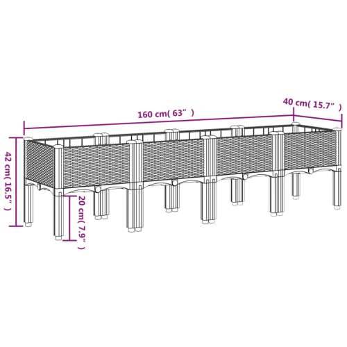 Vrtna sadilica s nogama plava siva 160 x 40 x 42 cm PP - Plavo-siva 160 x 40 x 42 cm 1 Cijena