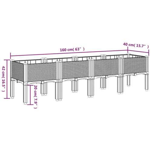 Vrtna sadilica s nogama plava siva 160 x 40 x 42 cm PP - Plavo-siva 160 x 40 x 42 cm 1 Cijena