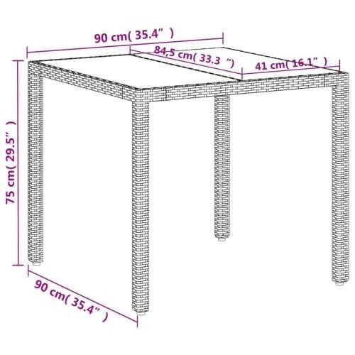 Vrtni stol sa staklenom pločom bijeli 90x90x75 cm od poliratana - Bijela 1 Cijena