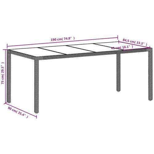 Vrtni stol sa staklenom pločom sivi 190x90x75 cm od poliratana - Svjetlosiva 1 Cijena
