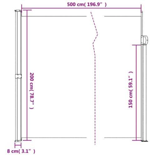 Bočna tenda na uvlačenje crna 200 x 500 cm - Crna 200 x 500 cm 1 Cijena