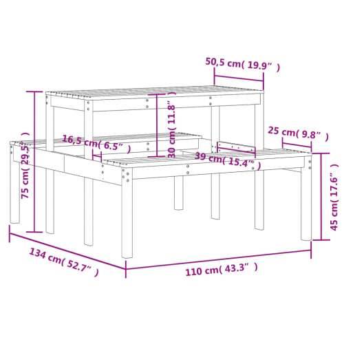 Stol za piknik bijeli 110 x 134 x 75 cm od masivne borovine Bijela 110 x 134 x 75cm 1 Cijena