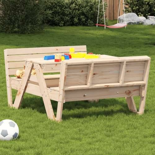 Stol za piknik za djecu 88 x 122 x 58 cm od masivne borovine Prirodna boja bora 1 Cijena