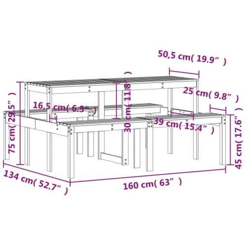 Stol za piknik voštano smeđi 160 x 134 x 75 cm masivna borovina - Voštano smeđa 160 x 134 x 75 cm 1 Cijena