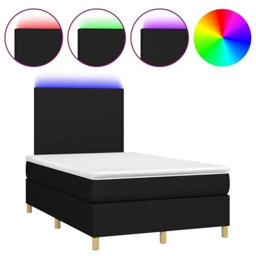Krevet box spring s madracem LED crni 120 x 190 cm od tkanine - Crna 120 x 190 cm Gladak dizajn Cijena