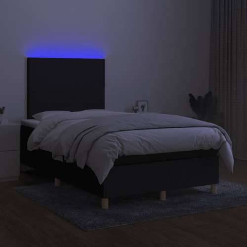 Krevet box spring s madracem LED crni 120 x 190 cm od tkanine - Crna 120 x 190 cm Gladak dizajn Cijena