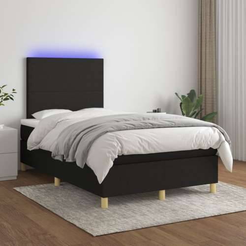 Krevet box spring s madracem LED crni 120 x 190 cm od tkanine - Crna 120 x 190 cm Gladak dizajn Cijena