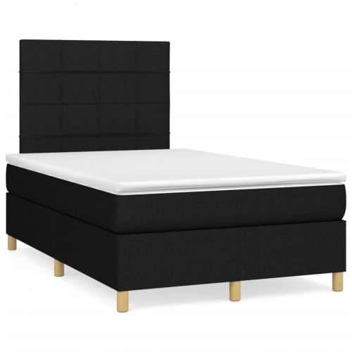 Krevet box spring s madracem LED crni 120 x 190 cm od tkanine - Crna 120 x 190 cm Blok s kvadratima Cijena