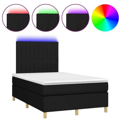 Krevet box spring s madracem LED crni 120 x 190 cm od tkanine - Crna 120 x 190 cm Okomite pruge Cijena