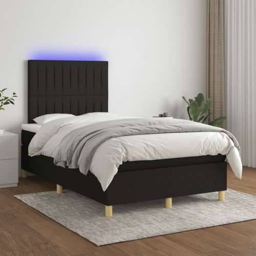 Krevet box spring s madracem LED crni 120 x 190 cm od tkanine - Crna 120 x 190 cm Okomite pruge Cijena