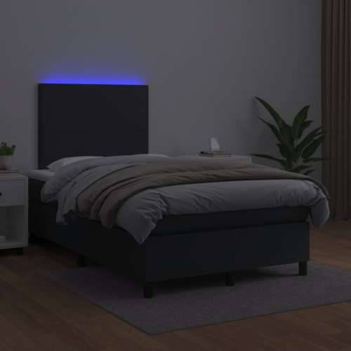 Krevet box spring s madracem LED crni 120 x 190 cm umjetna koža - Crna 120 x 190 cm Gladak dizajn Cijena