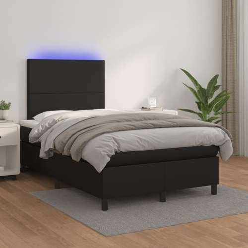 Krevet box spring s madracem LED crni 120 x 190 cm umjetna koža - Crna 120 x 190 cm Gladak dizajn Cijena