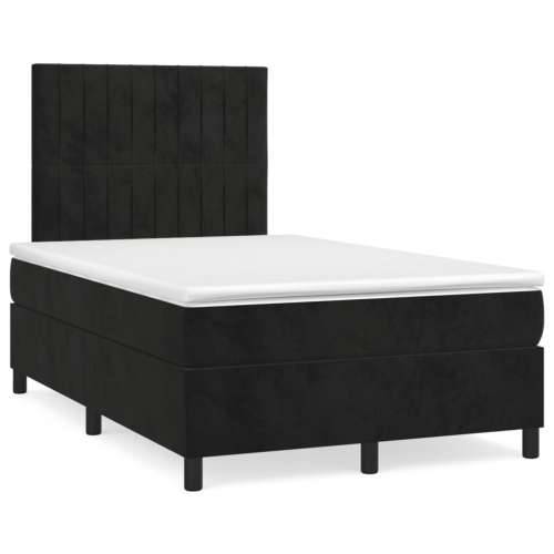 Krevet box spring s madracem LED crni 120 x 190 cm baršunasti - Crna 120 x 190 cm Okomite pruge Cijena
