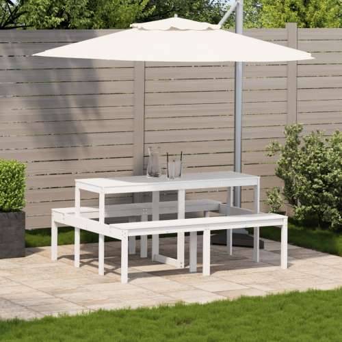 Stol za piknik bijeli 160 x 134 x 75 cm od masivne borovine - Bijela 160 x 134 x 75 cm 1 Cijena