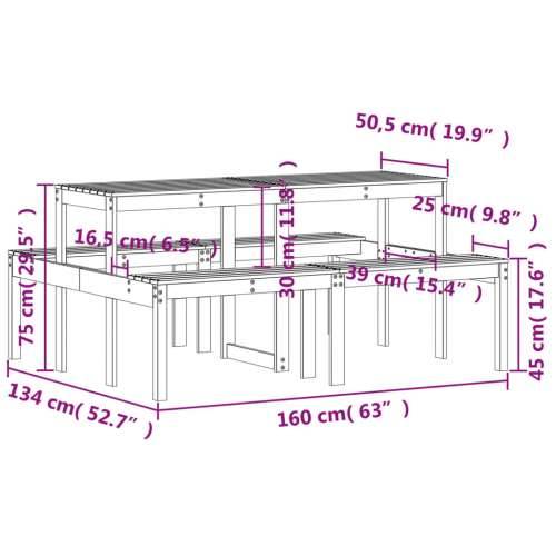 Stol za piknik bijeli 160 x 134 x 75 cm od masivne borovine - Bijela 160 x 134 x 75 cm 1 Cijena