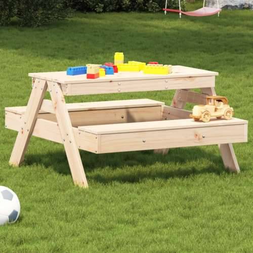 Stol za piknik za djecu 88 x 97 x 52 cm od masivne borovine - Prirodna boja bora 1 Cijena