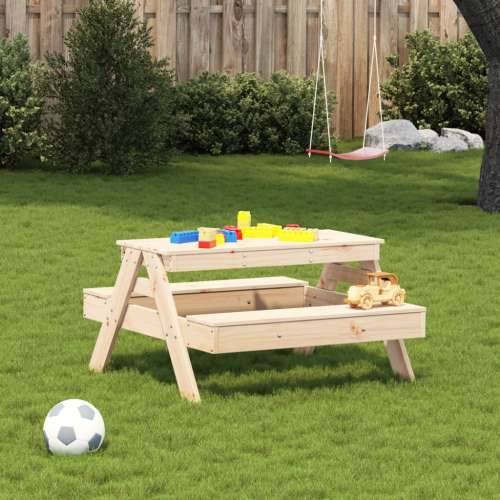 Stol za piknik za djecu 88 x 97 x 52 cm od masivne borovine - Prirodna boja bora 1 Cijena