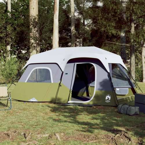 Šator za kampiranje s LED svjetlom za 9 osoba svjetlozeleni